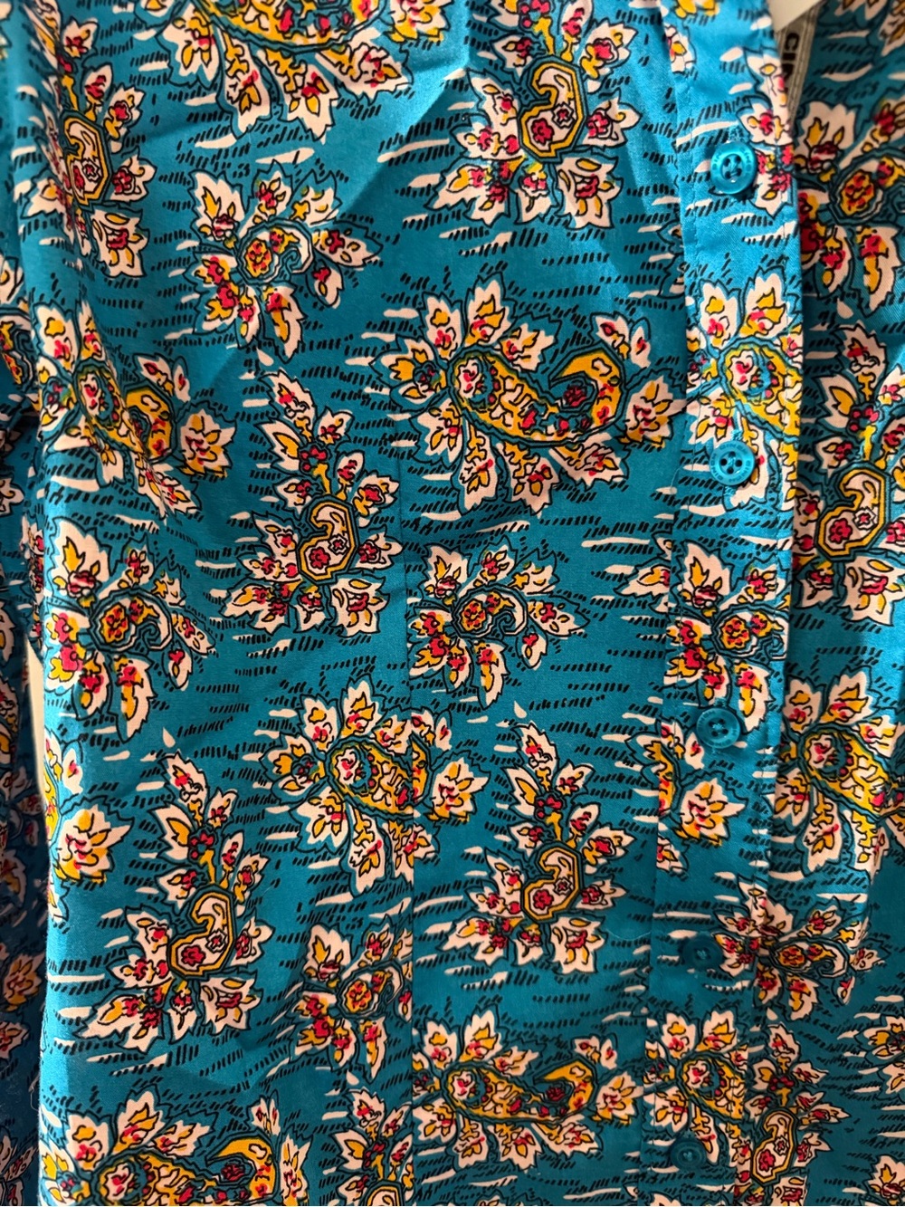 CINCH Bright Teal Floral Button-Up Top - Picture 2 of 7
